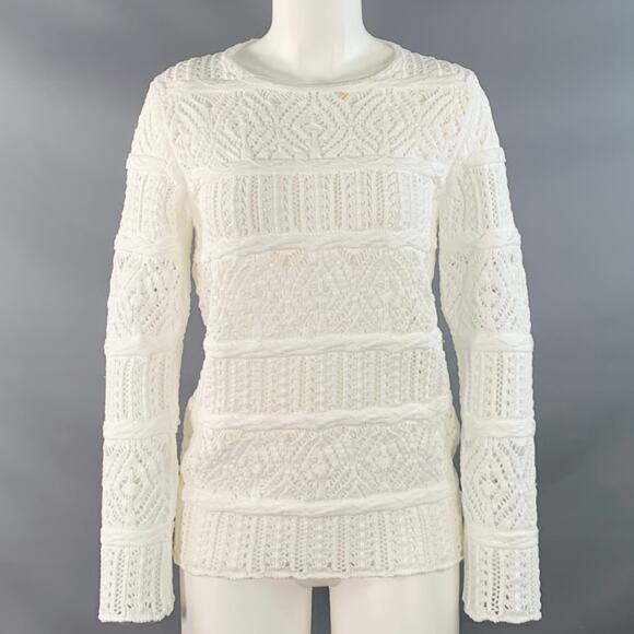 COMME des GARCONS 2022 Size S White Textured Knit Polyester Crew Neck Sweater - Picture 1 of 7